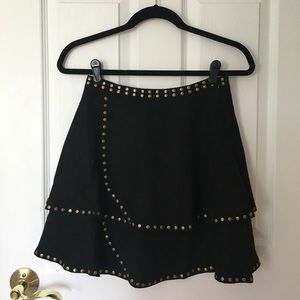Black Suede Studded Petal Skirt